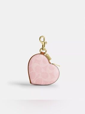 Coach powder Pink heart bag charm